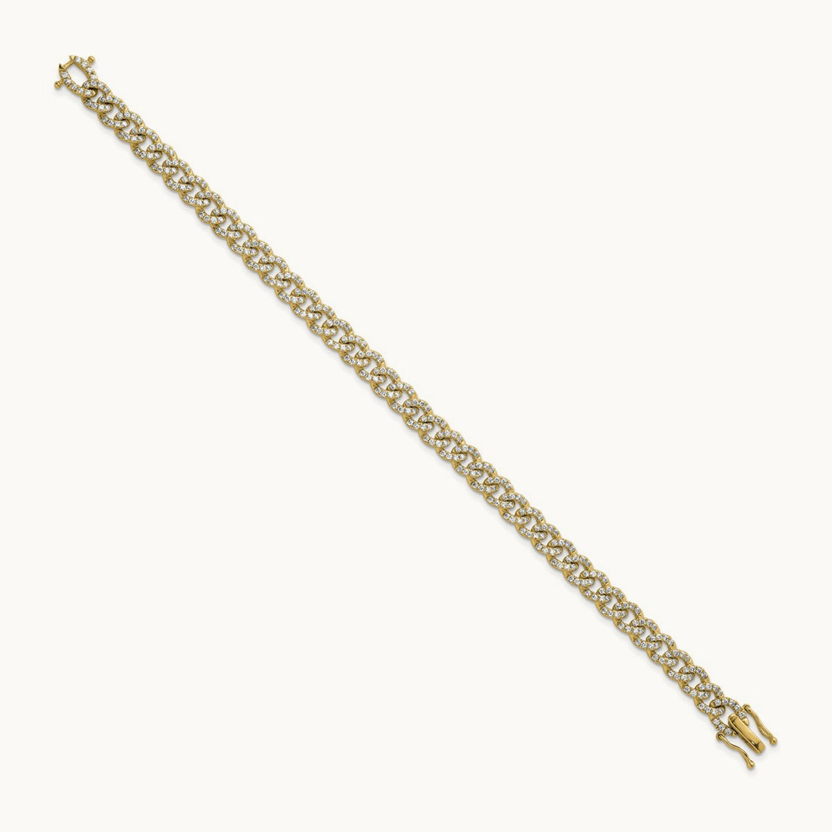 Polished Diamond Fancy Curb Bracelet, 14K