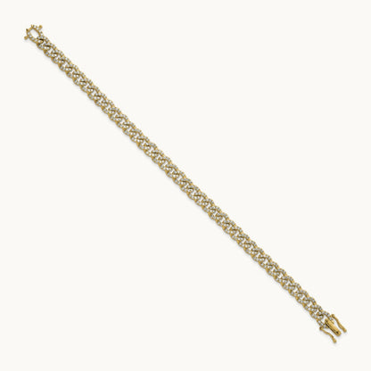 Polished Diamond Fancy Curb Bracelet, 14K