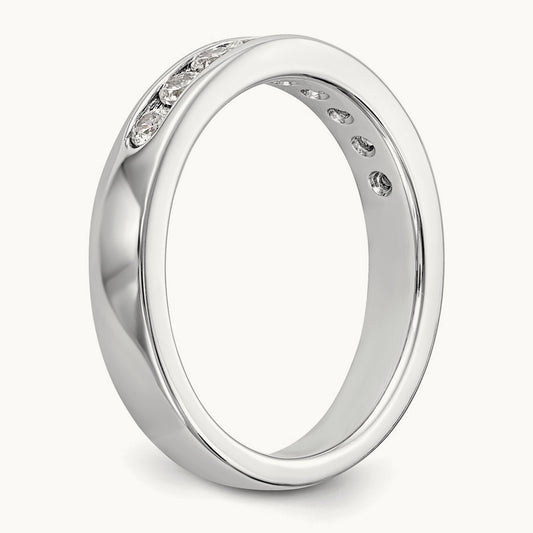 9-Stone Diamond Channel Band, 14K White Gold