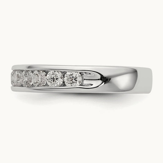11-Stone Diamond Channel Band, 14K White Gold