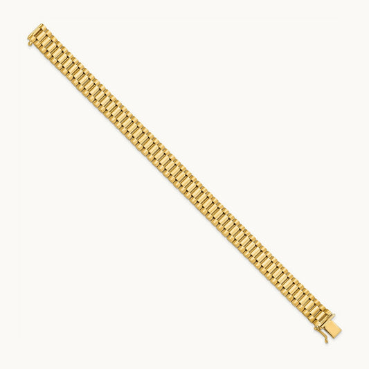 Men's Satin and Polished 8in Link Bracelet, 14K