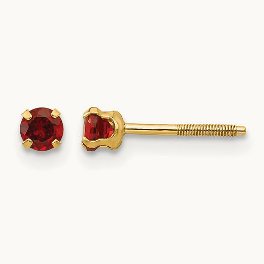Madi K Garnet Earrings, 3mm, 14K