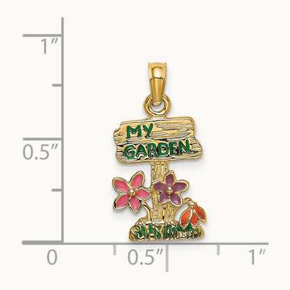 Multi Enamel MY GARDEN Post Flower Charm, 14K