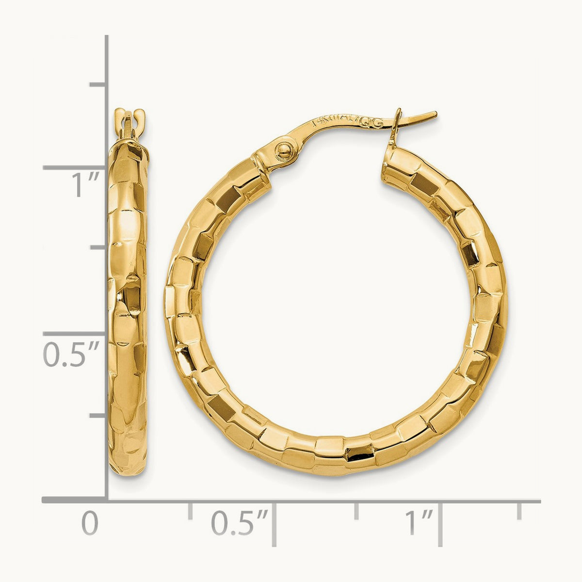 Polished/Textured Post Hoop Earring — 27mm