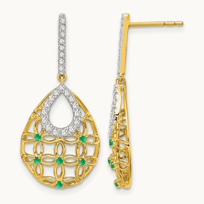 Emerald and Diamond Dangle Earrings — photo set