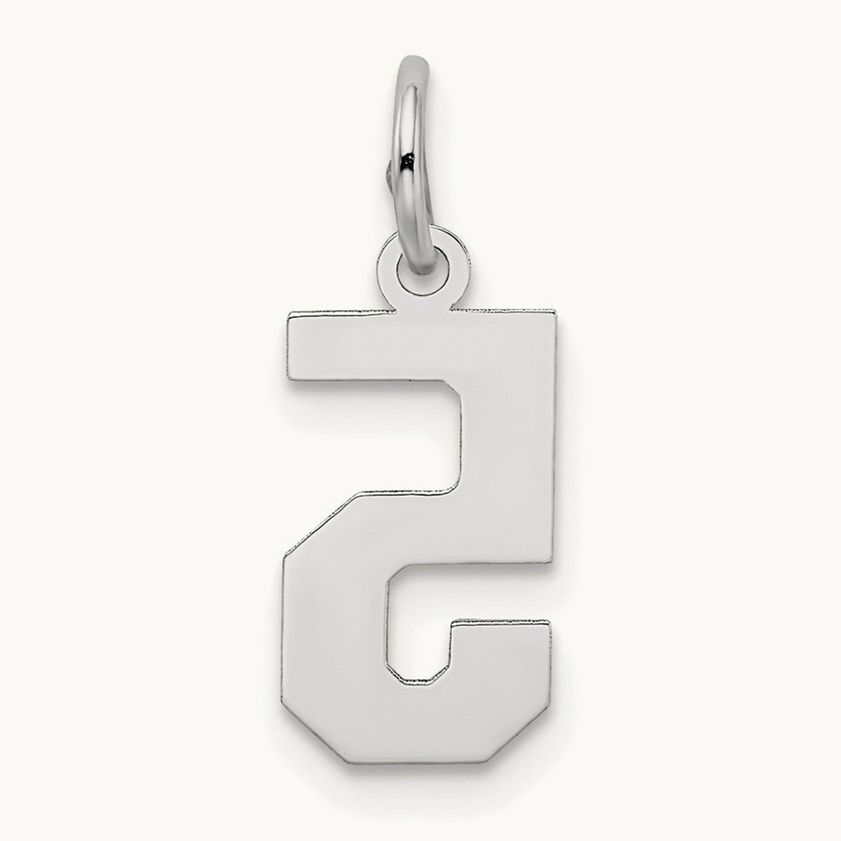Small Satin Number 5 Charm — 14K White Gold