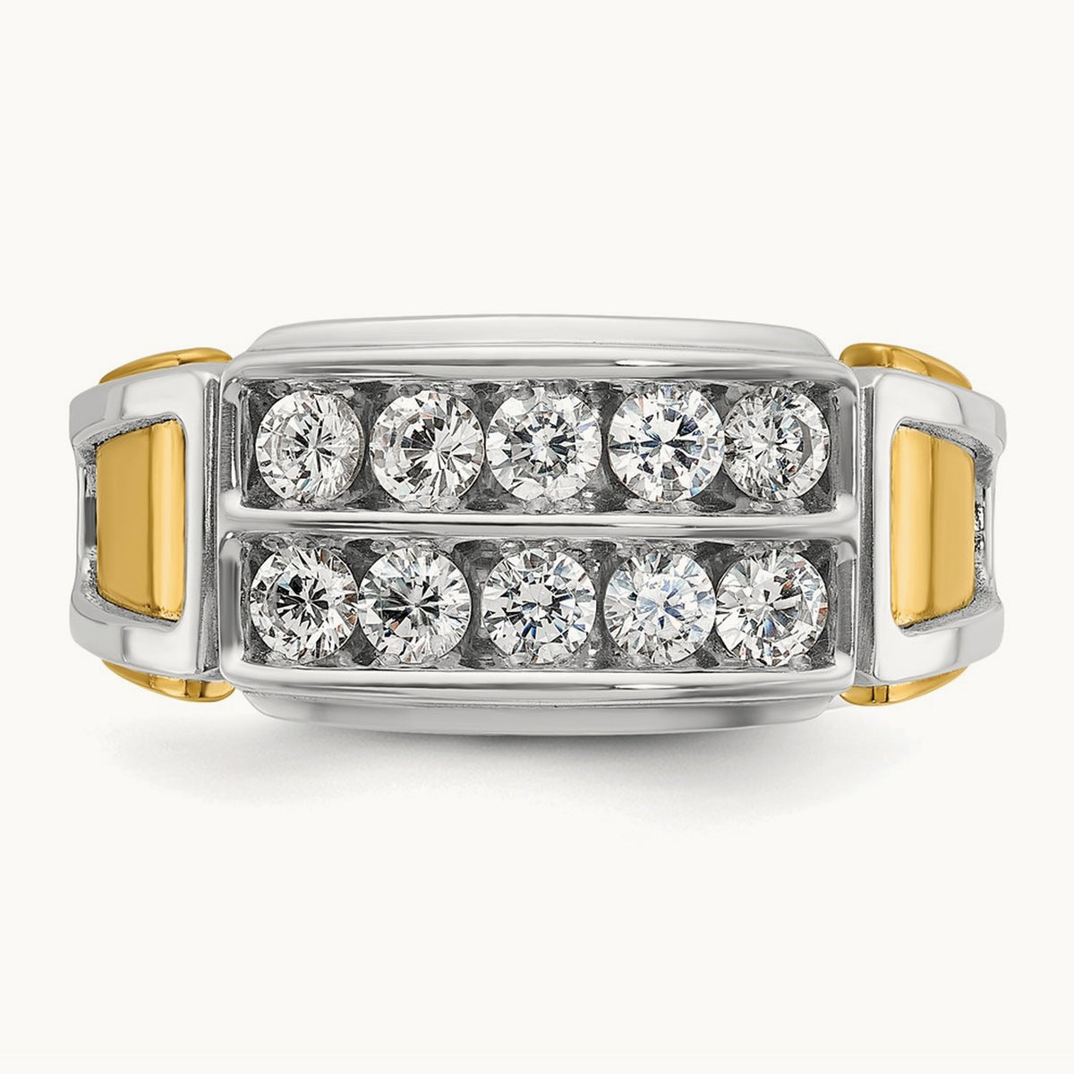 IBGoodman Men's Polished & Cut-Out 2-Row Diamond Ring, 14K Two-tone