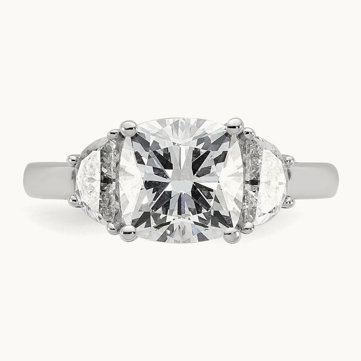 Half Moon & Cushion Semi-Mount Engagement Ring, 0.25-1.00 ct tw Lab-Grown Diamond — 5/8 ct, 14K White Gold