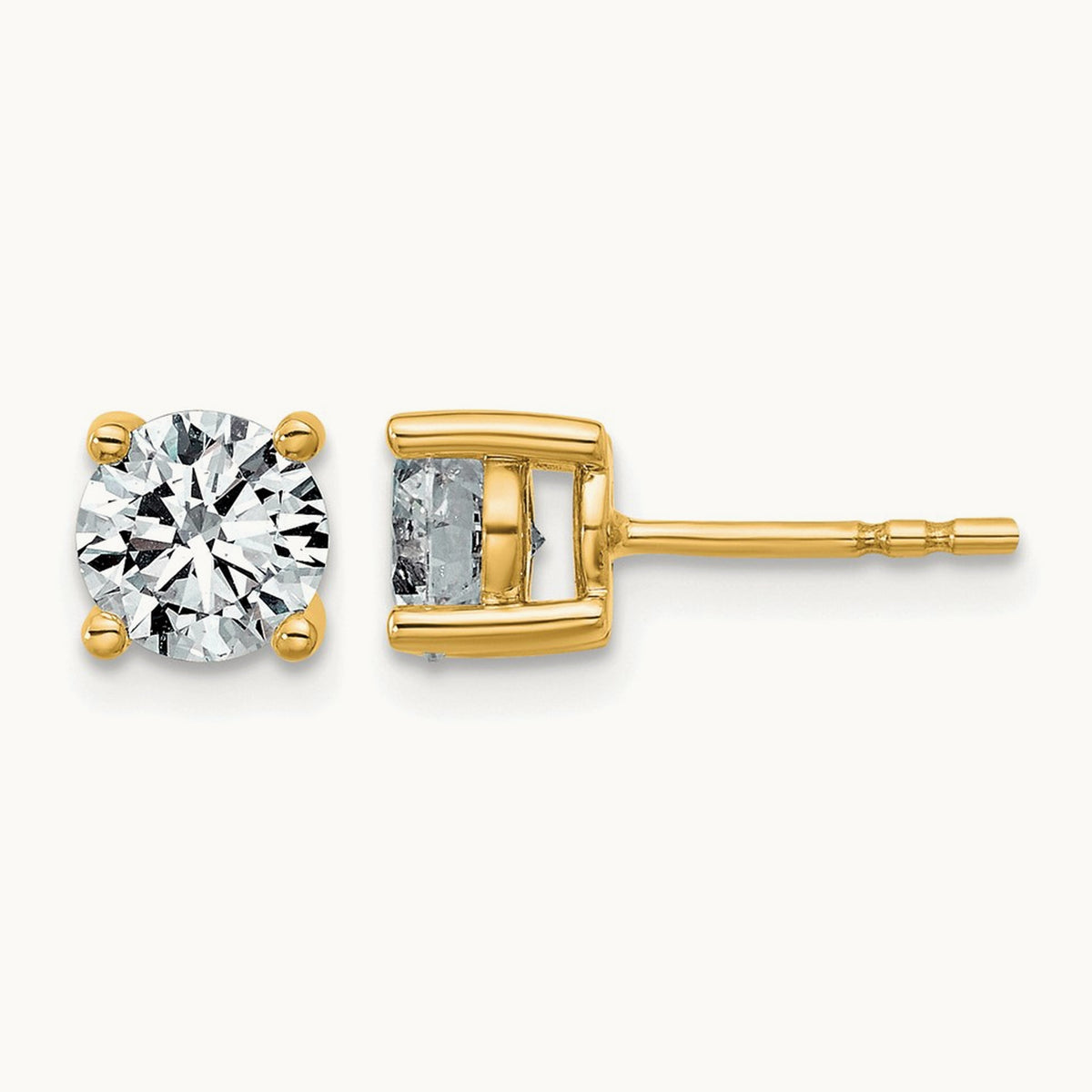 Round Lightweight Earrings, 0.25-6.00 ct tw Lab-Grown Diamond — 1 1/2 ct, 10K Yellow Gold