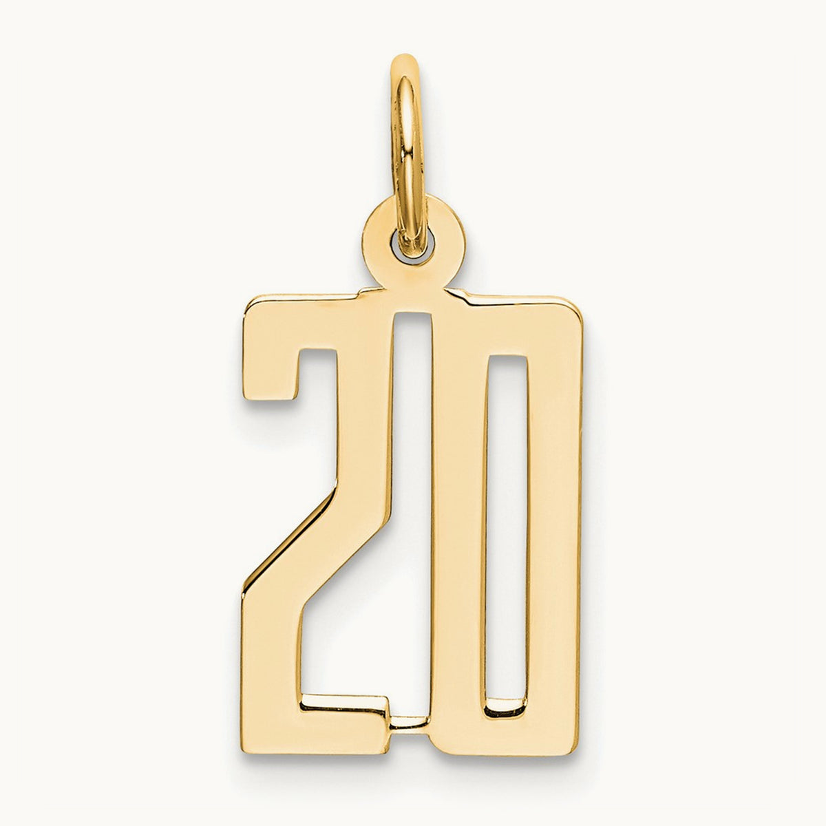 Small Elongated Number 20 Charm, 14K