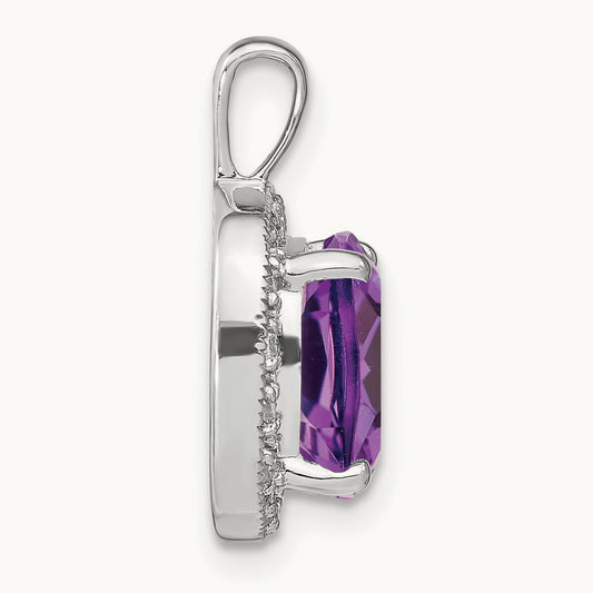 Cushion Amethyst and Diamond Pendant — photo set