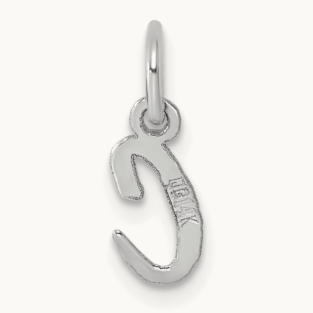 Small Script Letter C Initial Charm, 14K White Gold