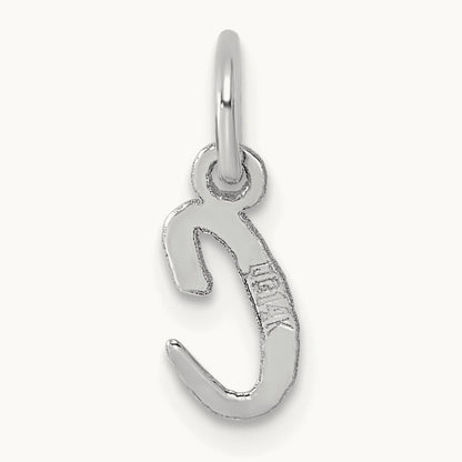 Small Script Letter C Initial Charm, 14K White Gold