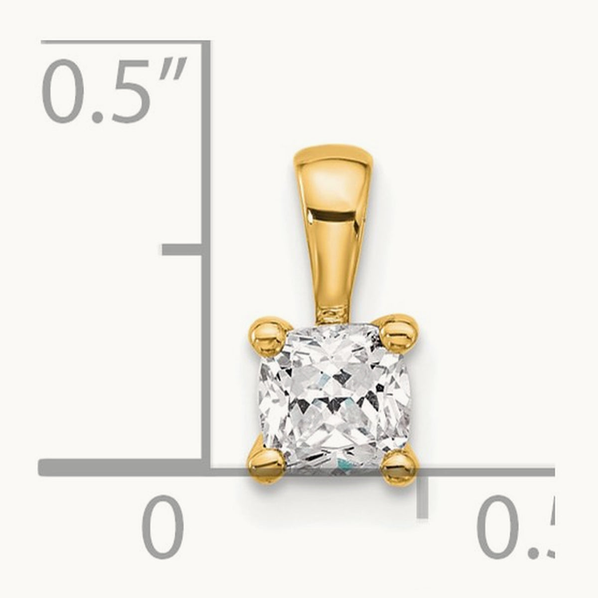 Cushion Four-Prong Pendant, 1/2-5 ct Lab-Grown Diamond — 14K Yellow Gold