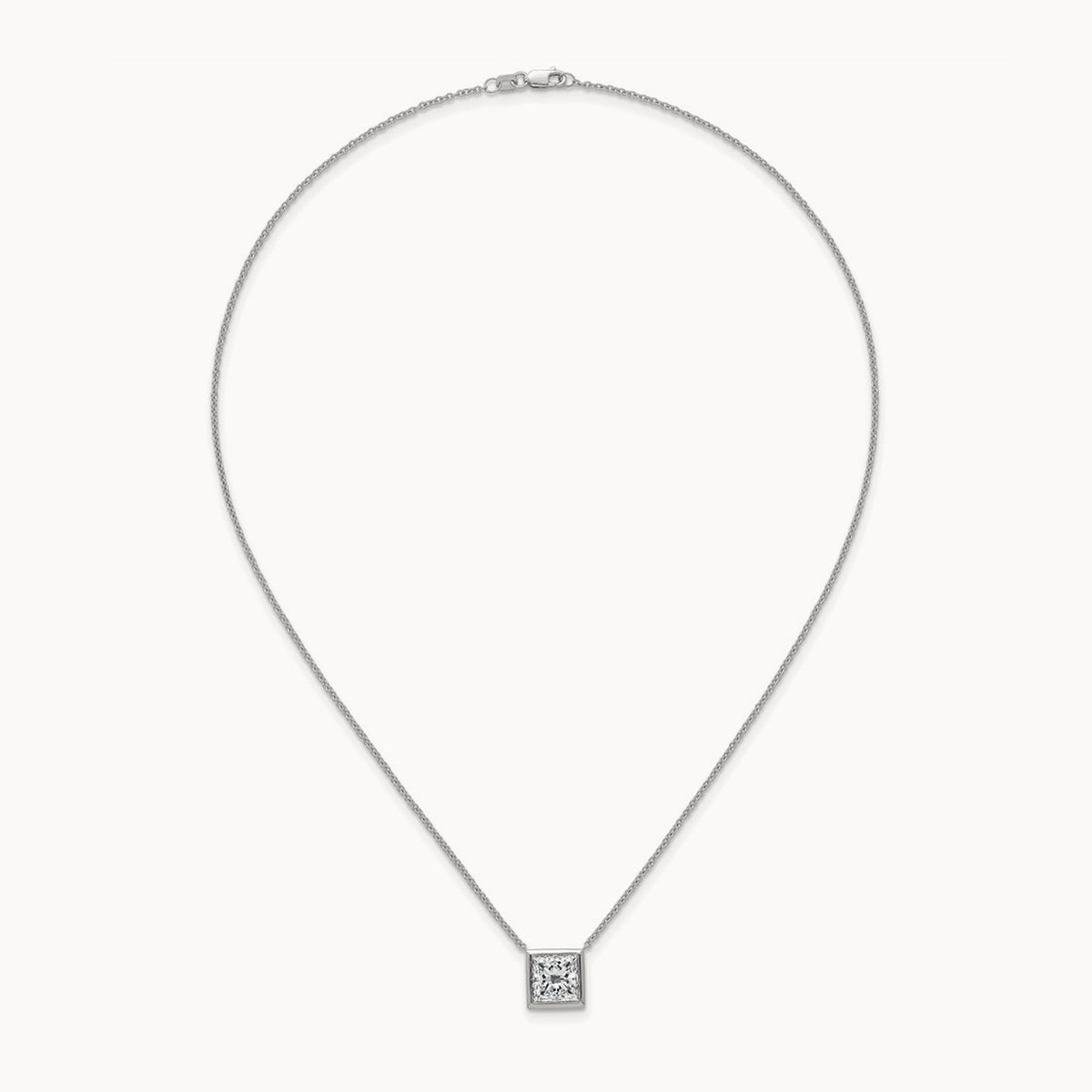 Princess Bezel Set Pendant, 1.00-4.00 ct tw Lab-Grown Diamond — 4 ct, 14K White Gold