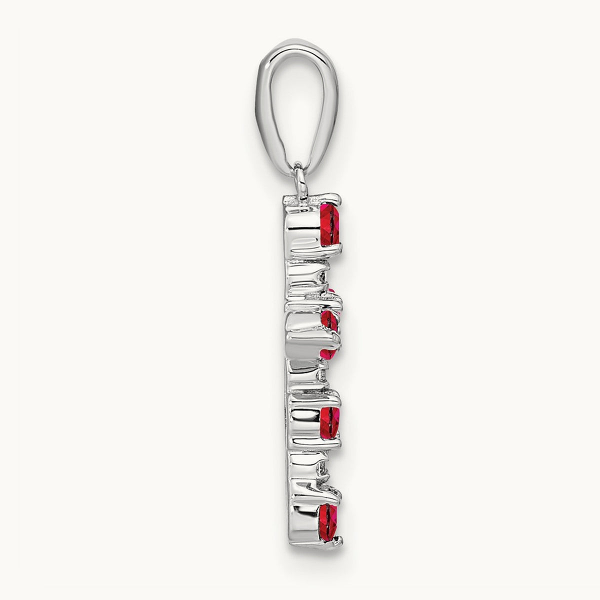 Lab Created Ruby and Diamond Cross Pendant — 14K White Gold