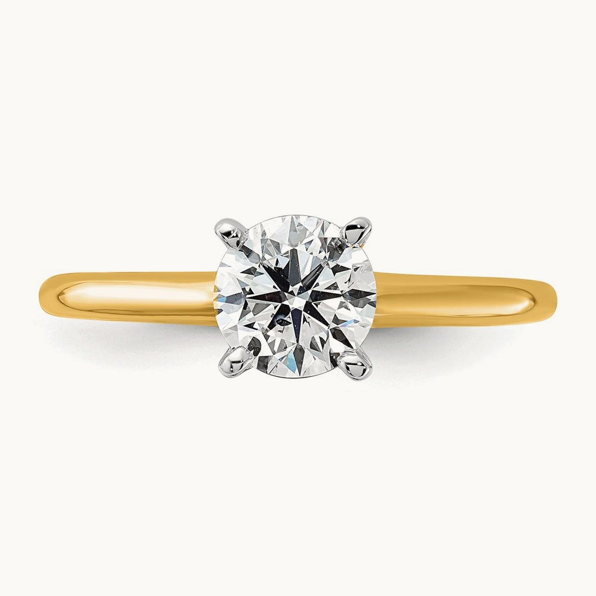 Round Solitaire Engagement Ring, 0.25-5.00 ct tw Lab-Grown Diamond — 1 ct, 14K Two-Tone