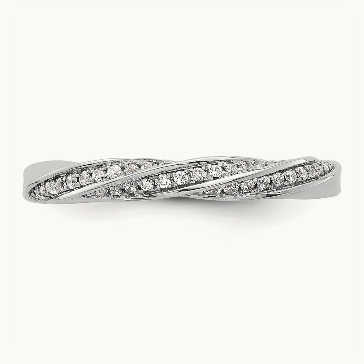 Complete Diamond Twisted Wedding Band, 14K White Gold