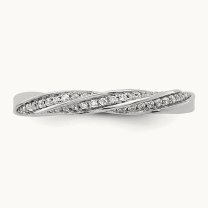 Complete Diamond Twisted Wedding Band, 14K White Gold