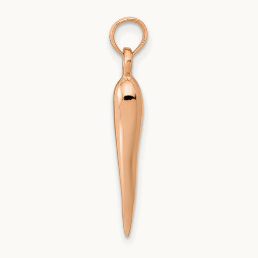 Medium 3D Italian Horn Pendant — 14K Rose Gold