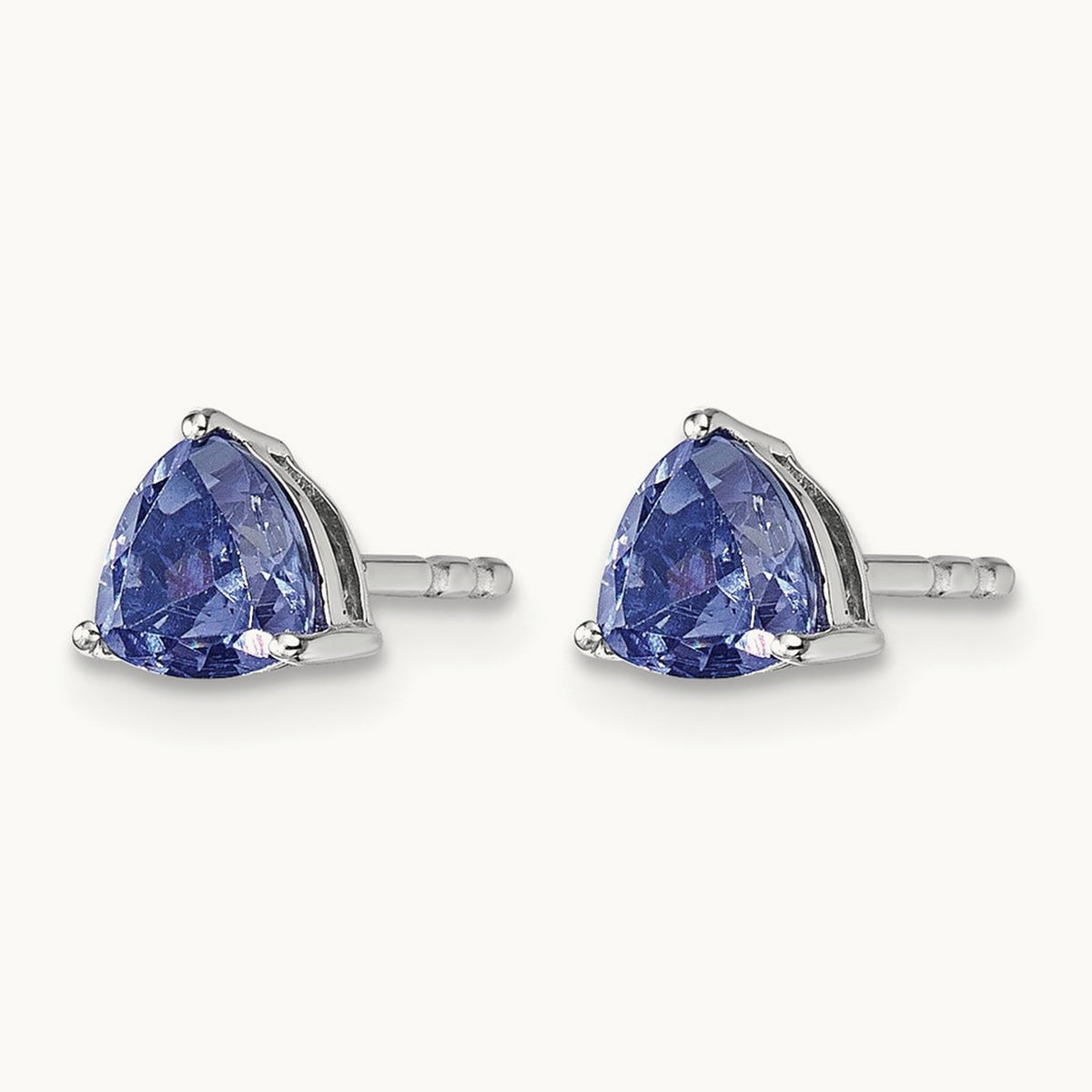 Trillion Tanzanite Post Earrings, 14K White Gold