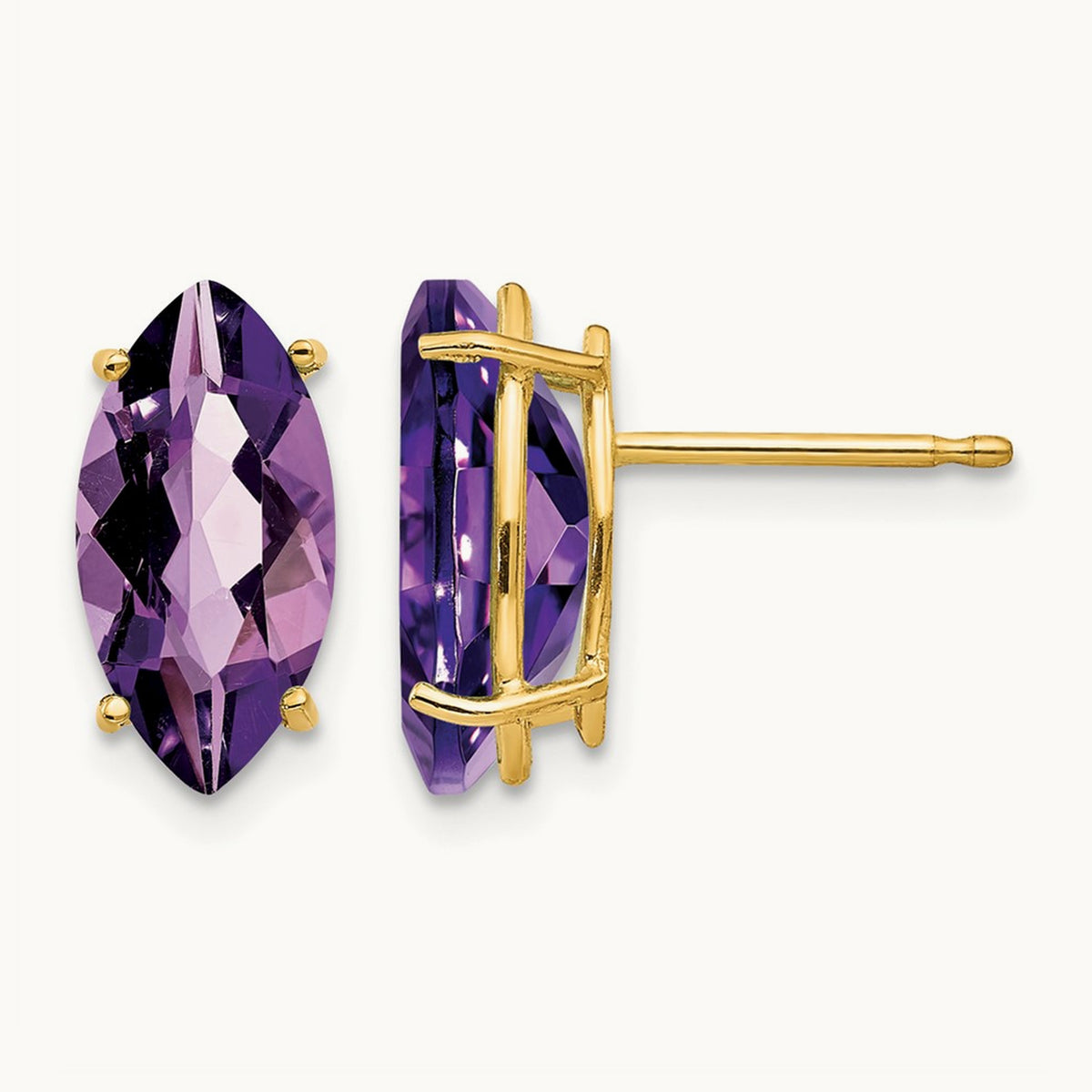 10x5mm Marquise Amethyst earring, 14K