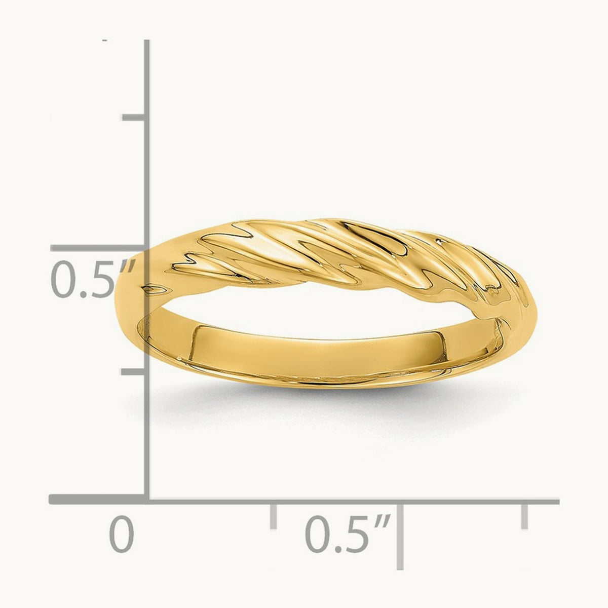 Polished Thin Ribbed Dome Ring, 14K