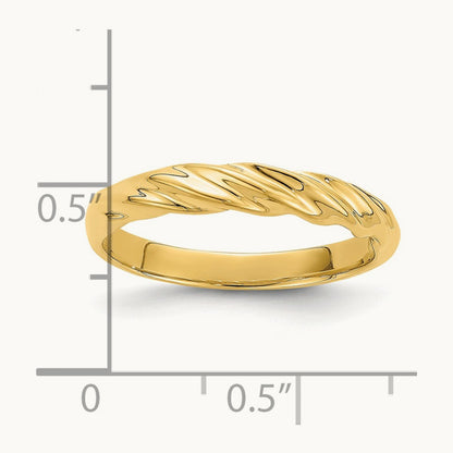 Polished Thin Ribbed Dome Ring, 14K