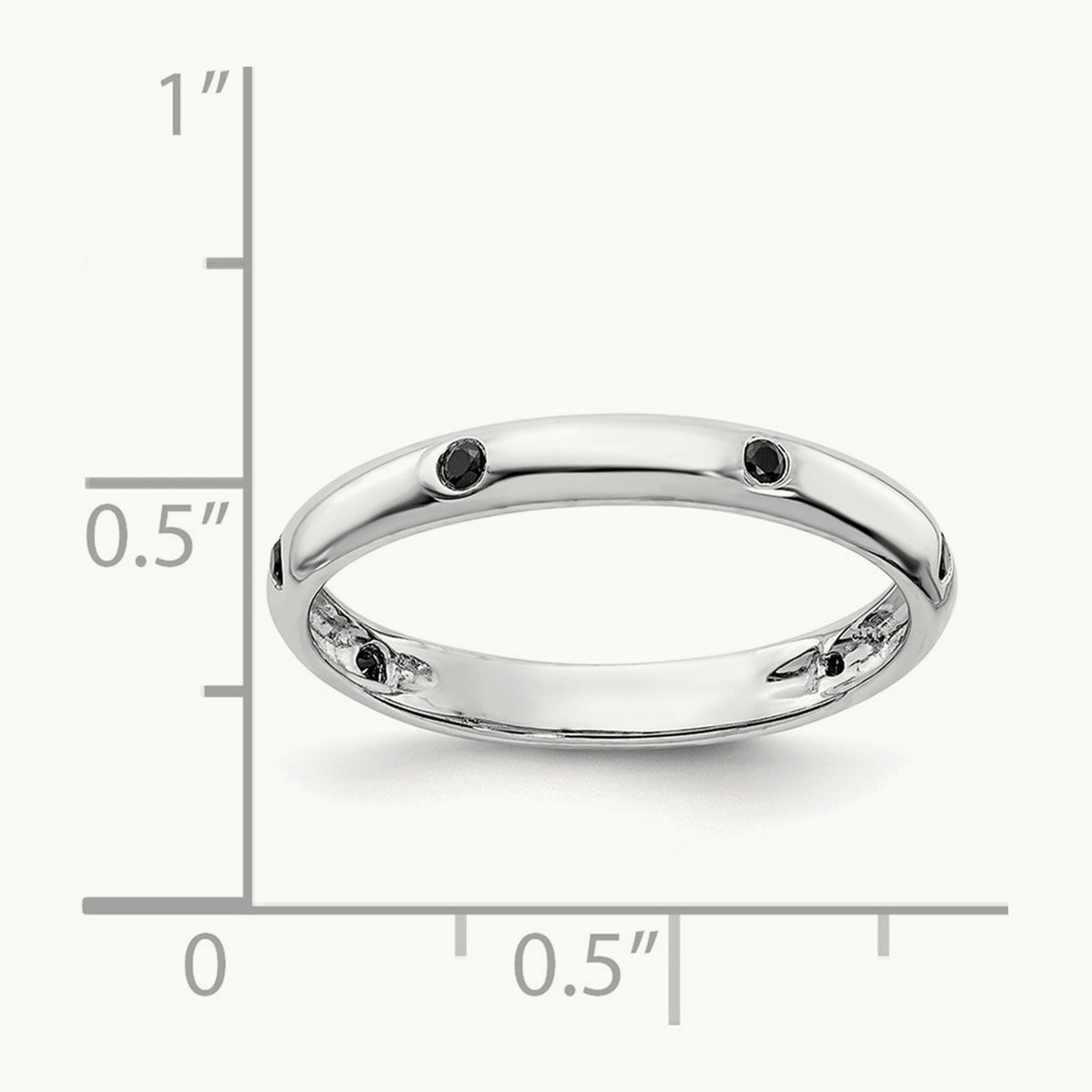 6-stone Black Diamond Band, 14K White Gold