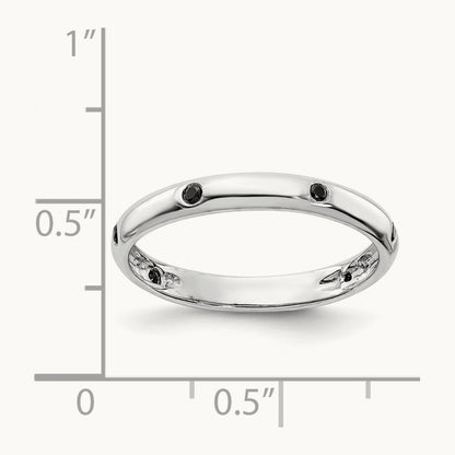 6-stone Black Diamond Band, 14K White Gold