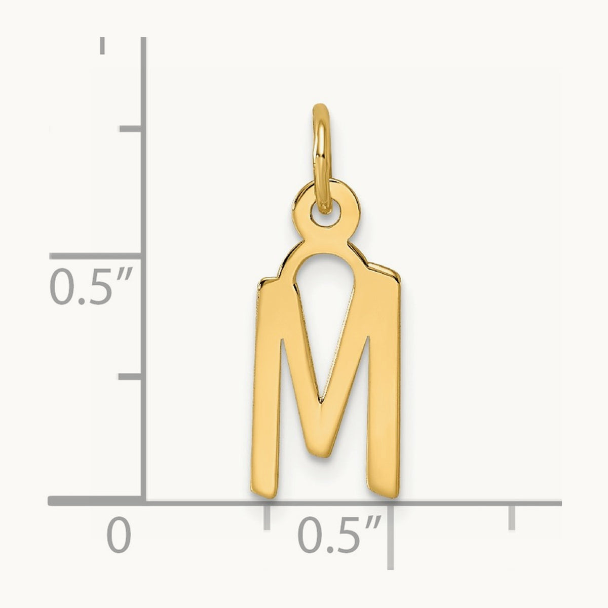 Slanted Block Initial Charm — 14K Yellow Gold, M
