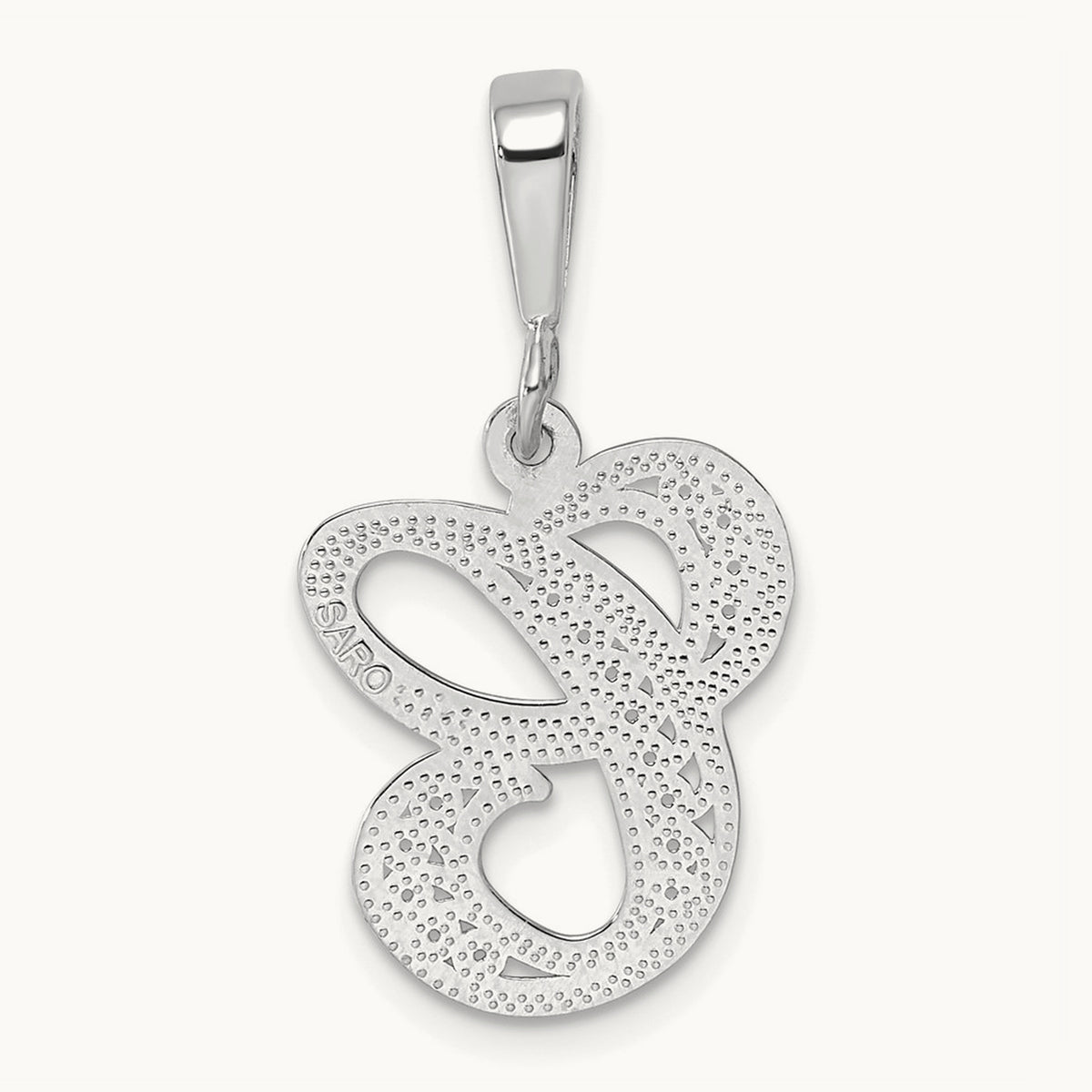 Solid Polished Script Filigree Initial Pendant — C