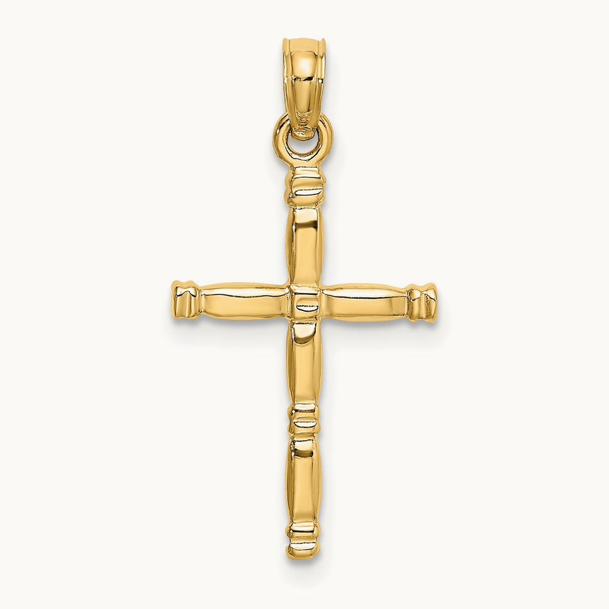 3-D Polished Cross Charm — 14K Yellow Gold