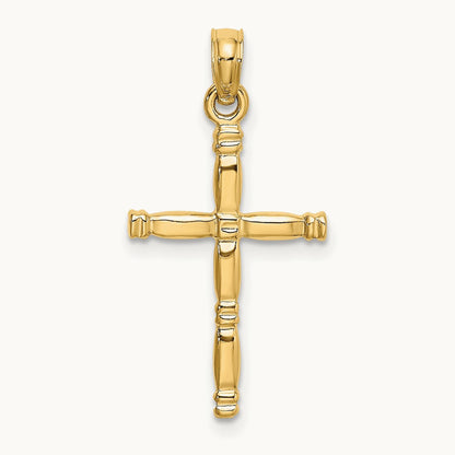 3-D Polished Cross Charm — 14K Yellow Gold