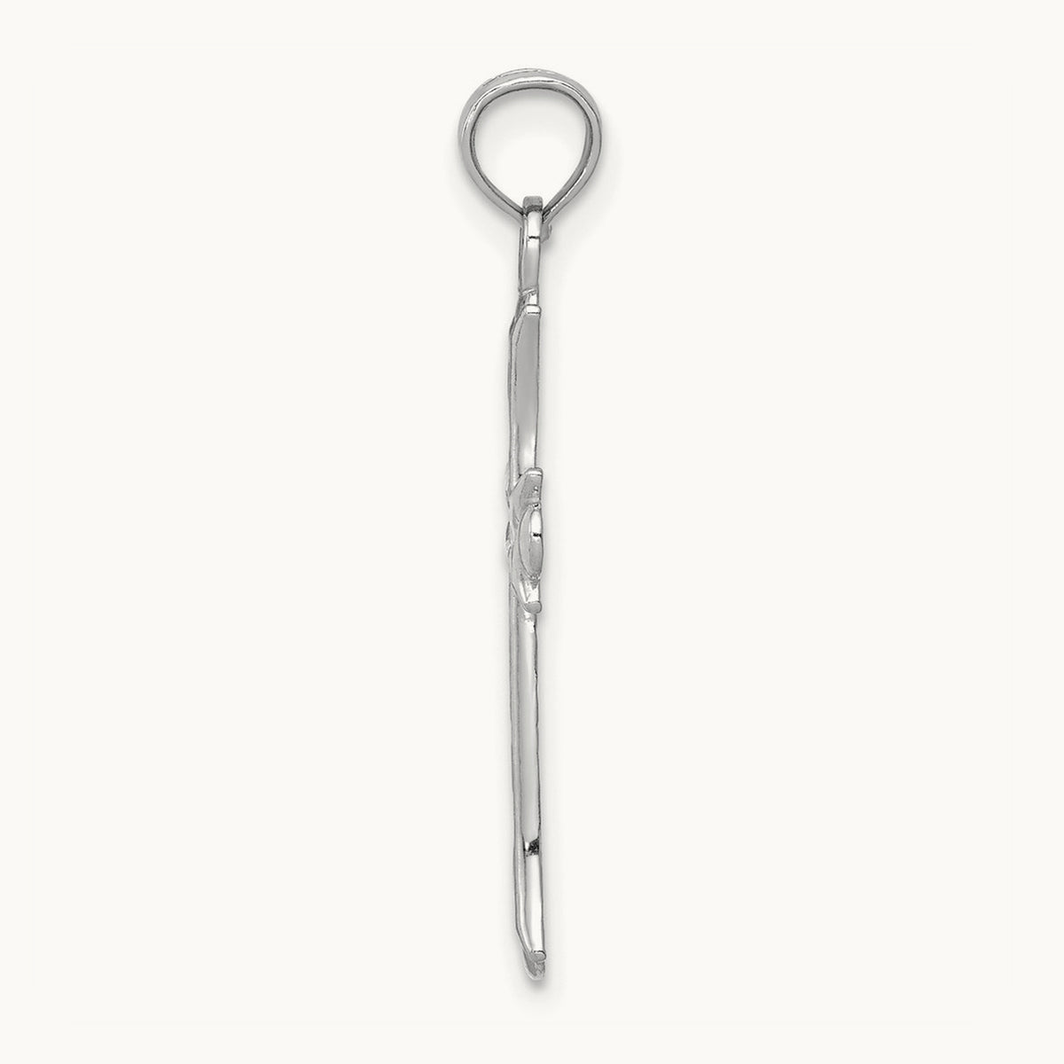 Fleur De Lis Cross Pendant — 14K White Gold