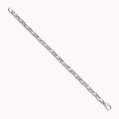Hand-polished and Satin Link Bracelet, 5.4mm, 14K White Gold