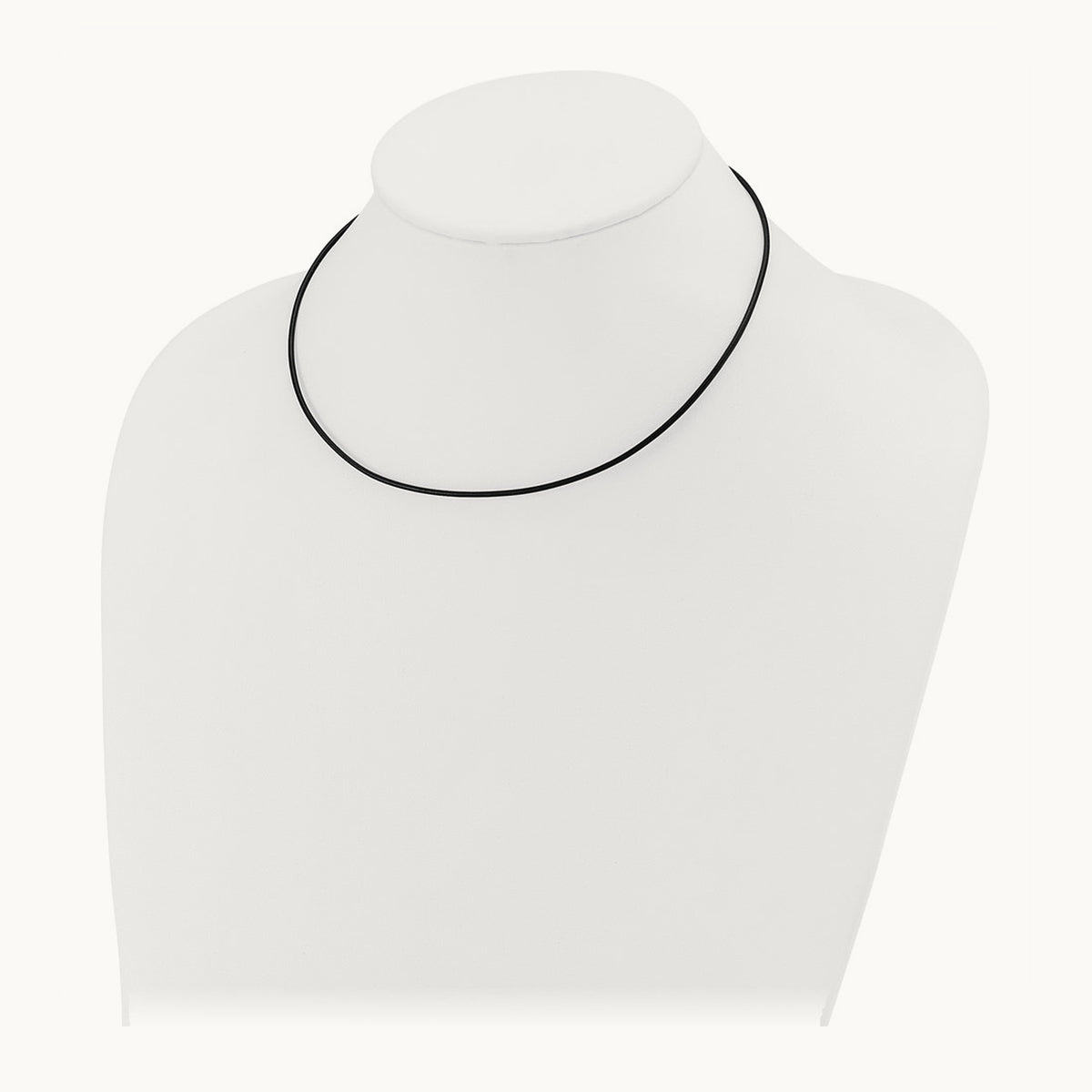 16in Black Leather Cord Necklace — 14K White Gold, 1.5mm