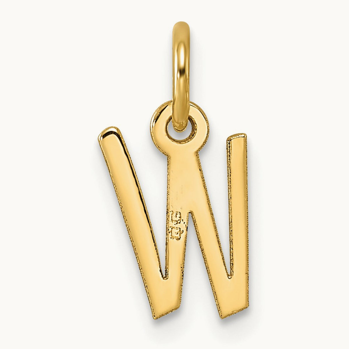 Small Slanted Block Initial Charm — 14K Yellow Gold, W