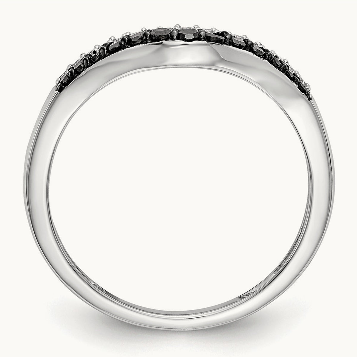 Black and White Diamond Band, 14K White Gold