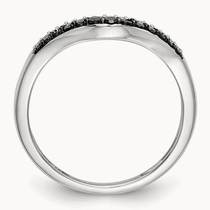 Black and White Diamond Band, 14K White Gold