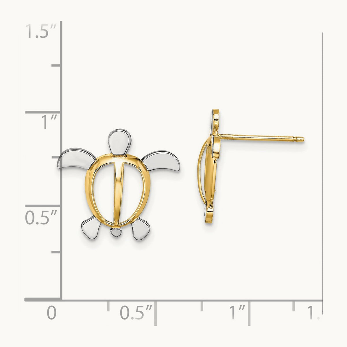 W/ Sea Turtle Post Earrings — 15.25mm