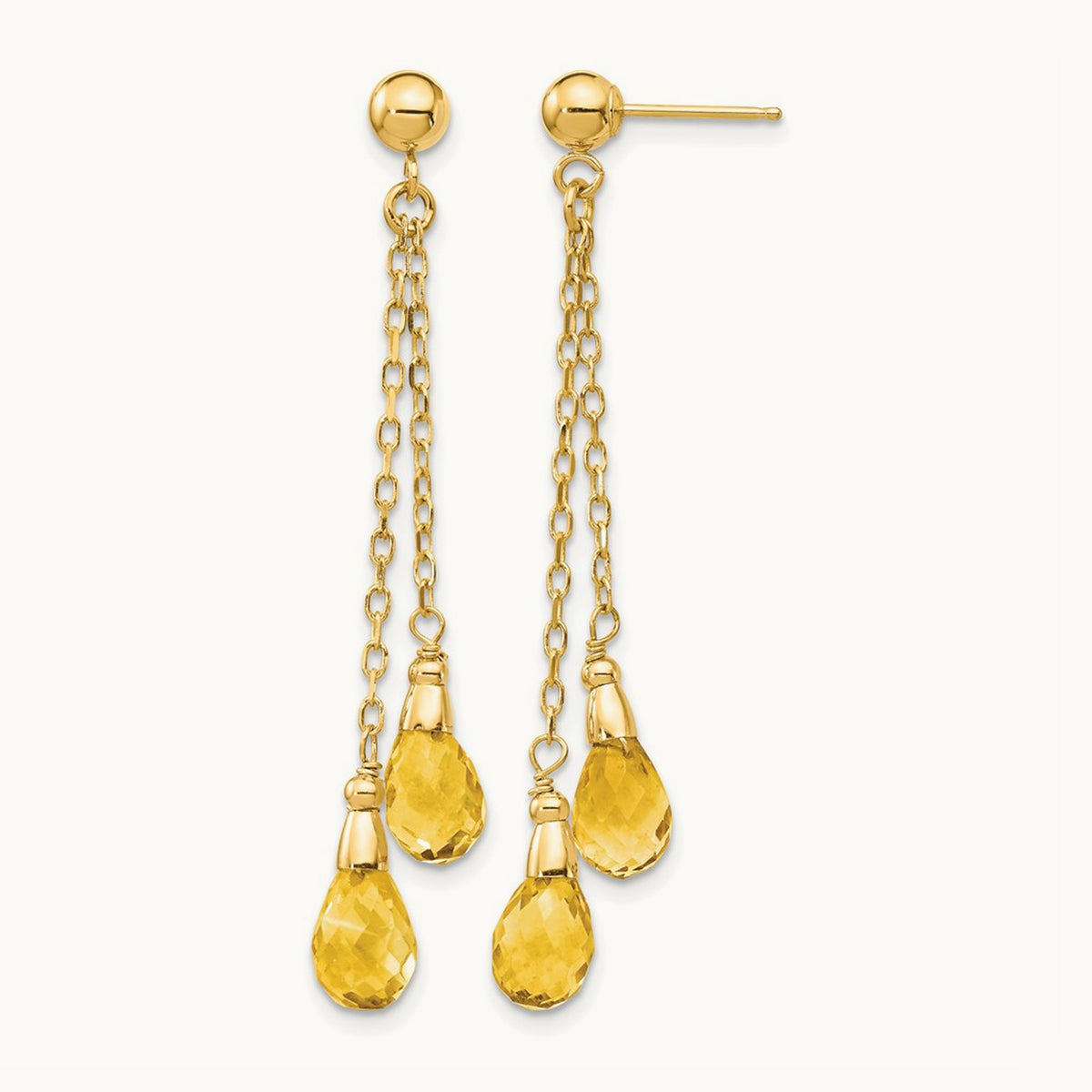 Citrine Dangle Earrings, 14K