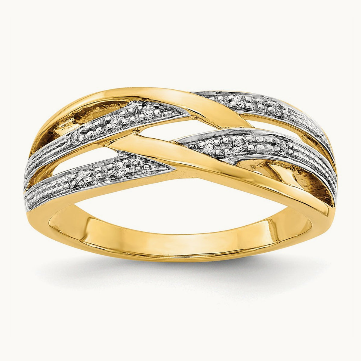Rhodium Diamond Ring, 14K