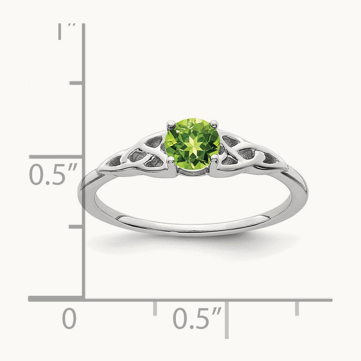 Peridot Celtic Knot Ring — 14K White Gold, 7