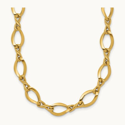 Fancy Link 18in Necklace, 14K