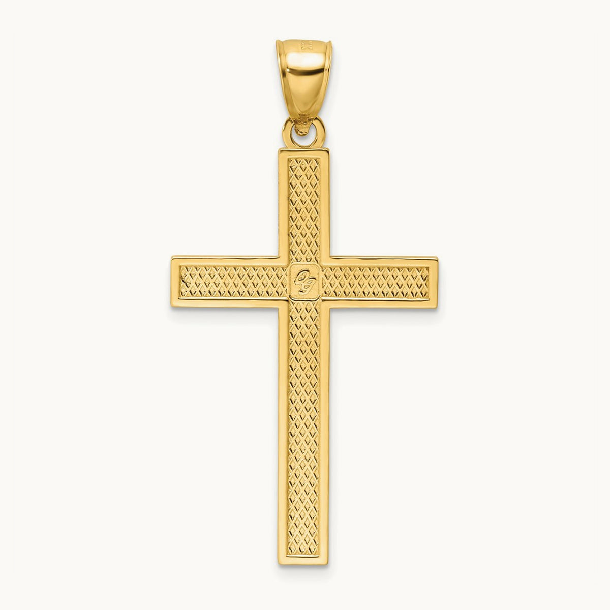 Polished Beaded Cross Pendant, 14K