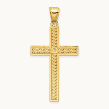 Polished Beaded Cross Pendant, 14K