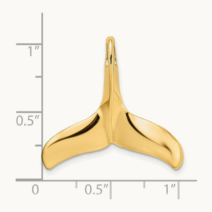 3-D Polished/Textured Whale Tail Charm, 14K