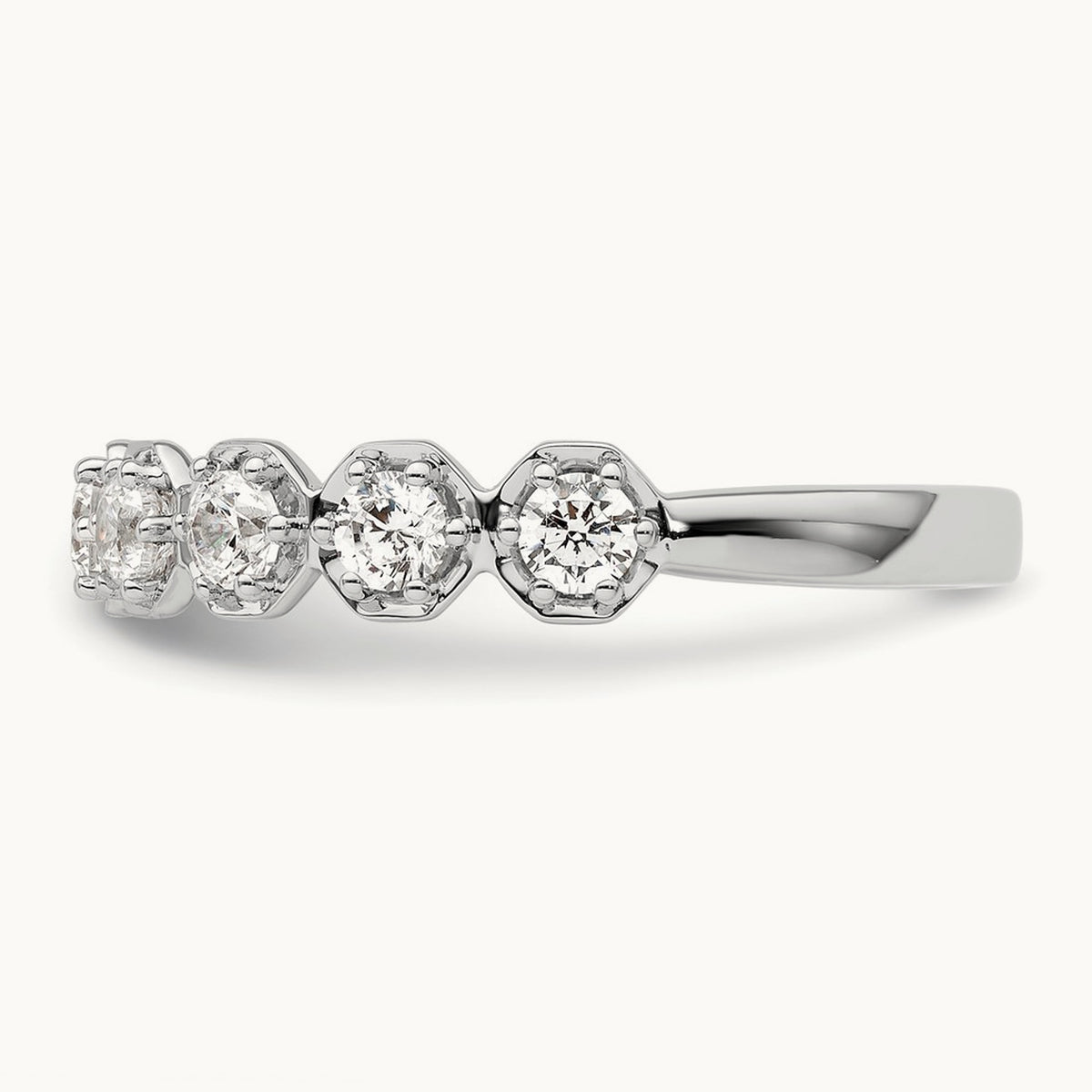 Hexagon Setting Wedding Band — 14K White Gold, 7