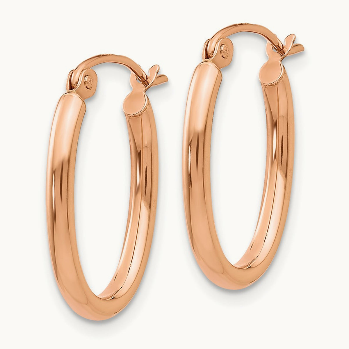 Oval Hoop Earrings — 14K Rose Gold, 13.5mm